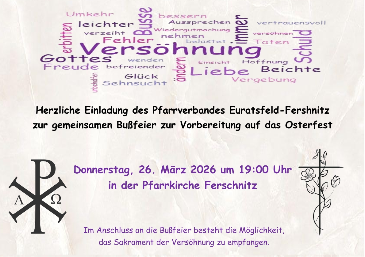 Mehr über den Artikel erfahren Bußfeier zur Vorbereitung auf das Osterfest