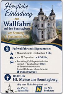 Mehr über den Artikel erfahren Pfarrwallfahrt auf den Sonntagberg